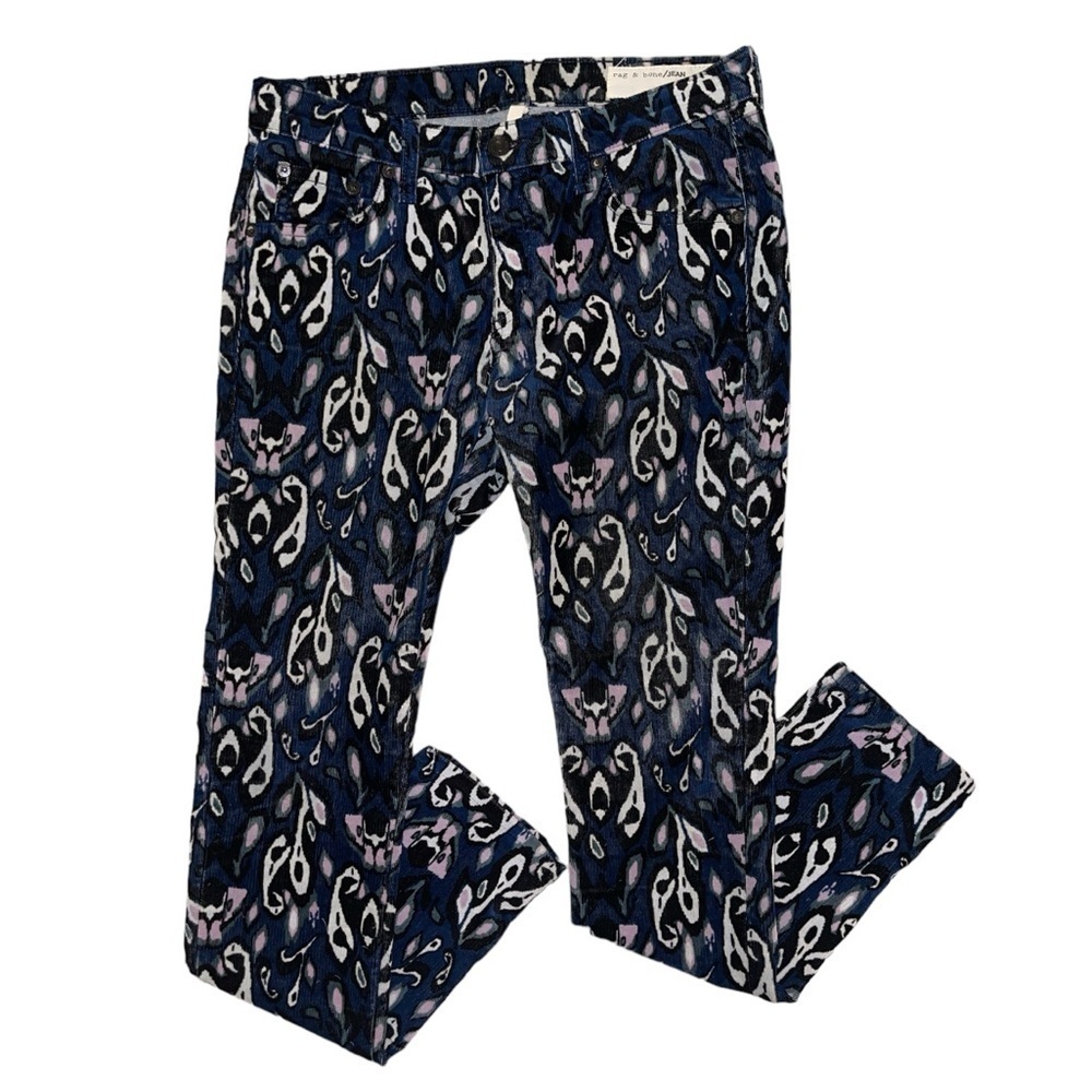 Rag & Bone Ikat blue pink white skinny corduroy jeans women’s size 27